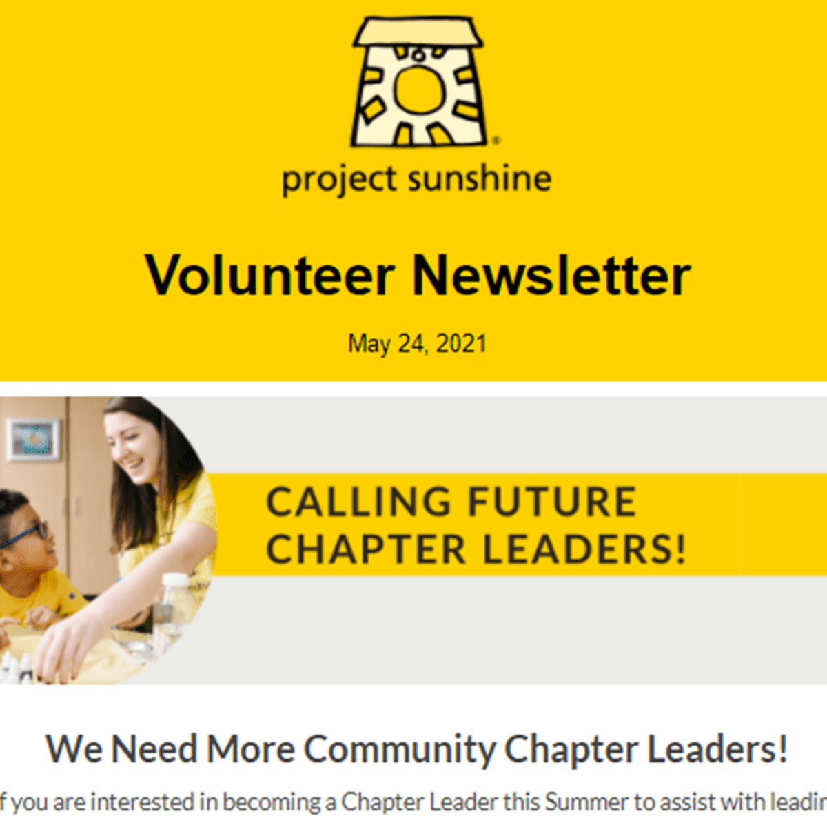Email Newsletter Copywriting at Project&nbsp;Sunshine